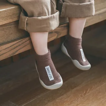 

DHL 50pair Kids Anti-slip Floor Socks Baby Toddler Shoes Socks Firstwalker Rubber Sole Baby Socks Shoes Cotton