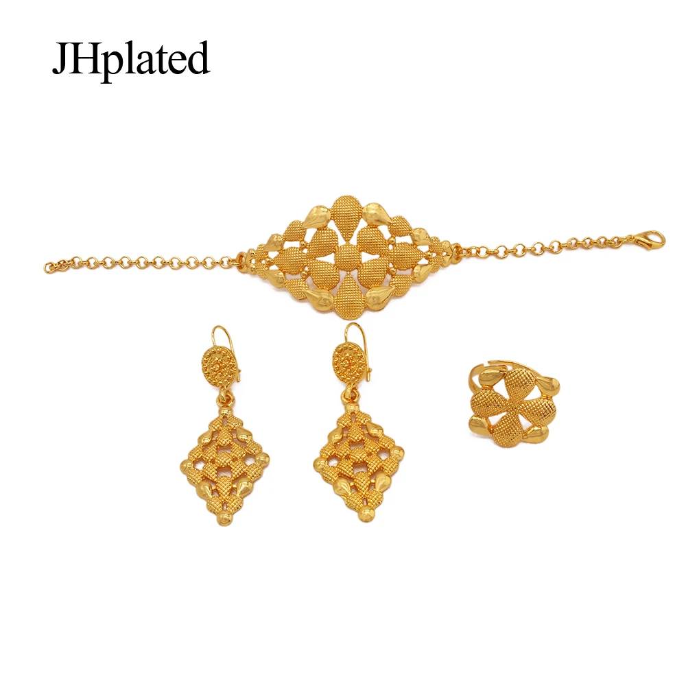 Dubai luxury Gold plated imitation Fine necklaces earrings bracelets jewelry sets bridal gifts ring jewellery sets for women