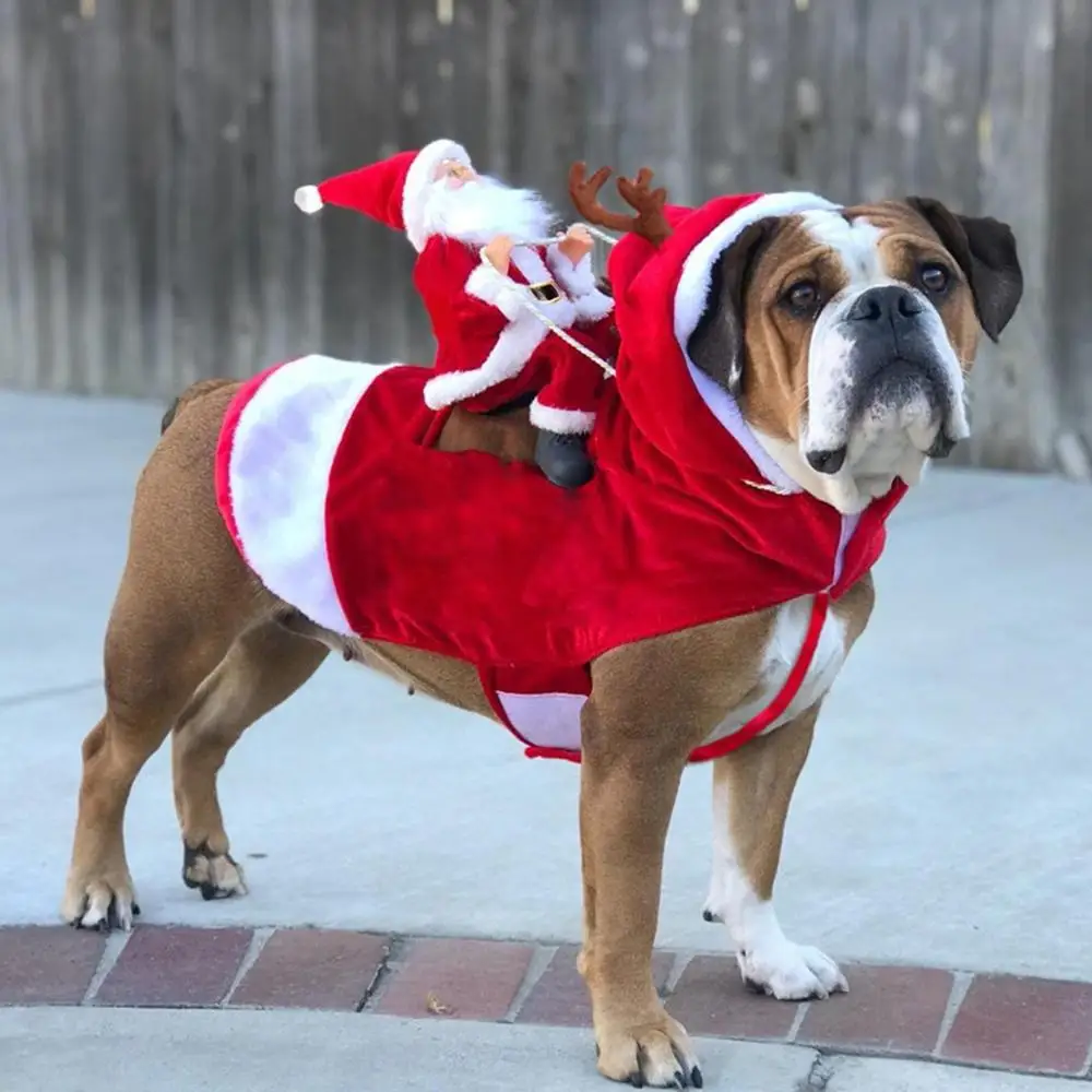 Креативная одежда для собак, кошек, Санта-Клауса, Подарочный костюм для собак, нарядная одежда для щенков, куртка, пальто, Рождественская Одежда для животных, французский Бульдог - Цвет: Красный