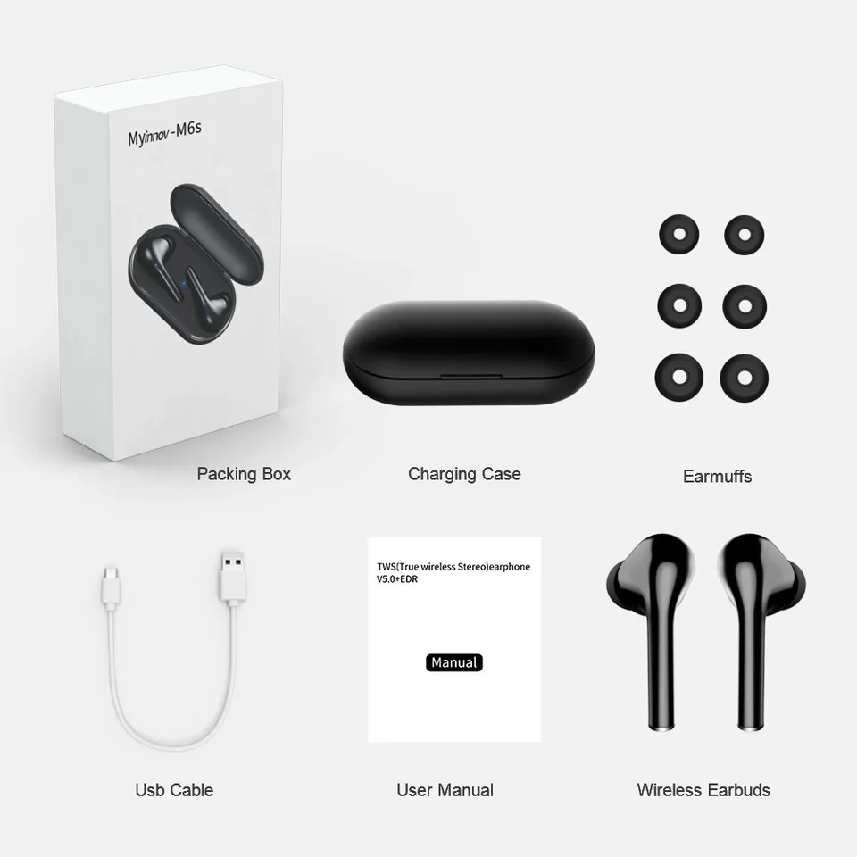 TWS Bluetooth Wireless Earphone V5 0 Touch Control Earbuds Waterproof 6D Stereo Headset With Mic Charging Box for iPhone Xiaomi
