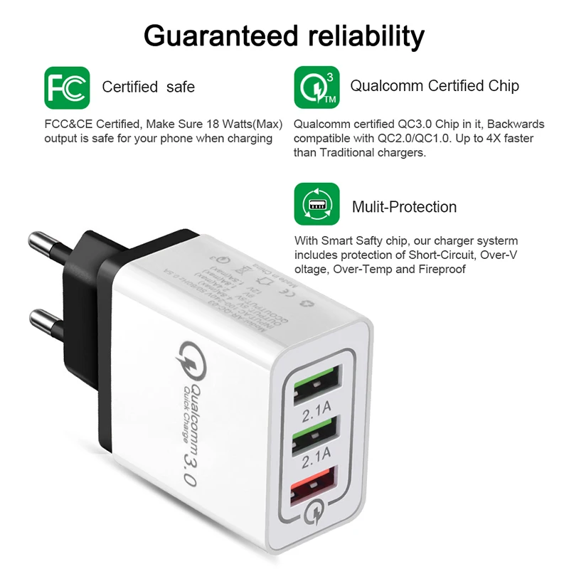Универсальное зарядное устройство с несколькими USB портами QC3.0 быстрая зарядка