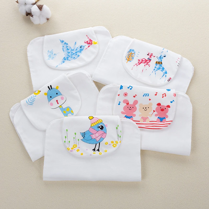 

new design cotton baby wicking towel absorb sweat back towel perspiration wipes reusable random cartoon print baby towel