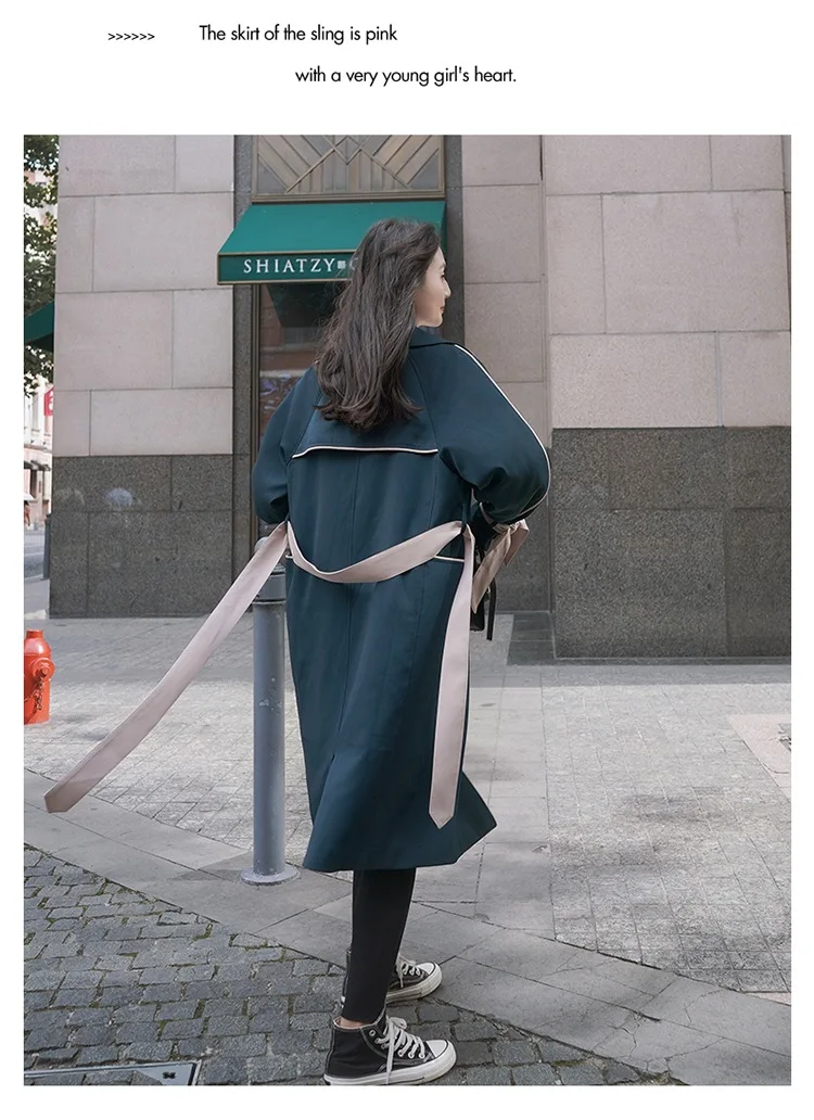 Для фотосессии основной Push INS элегантный женский открытый провод покрытый край контрастный цвет Талия обнимает на шнуровке костюм воротник драпировка Тренч C