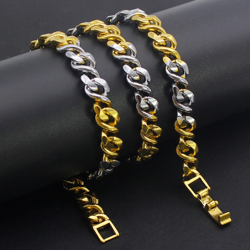 Cadena de eslabones de estilo hip hop para hombre y mujer, Gargantilla de dorado y plateado, diseño Punk Chic, joyería de regalo, tipos|Collares de cadena| -