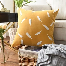 Nordic Style Feather Pattern Pillowcase Living Room Bed Room Decorative Pillow Cases 45x45cm Polyester Cotton Pillow Cover