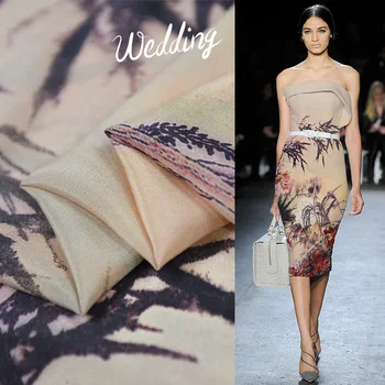 

135cm*135cm Mountain Printing Luxury Silk Crepe De Chine Silk Fabric