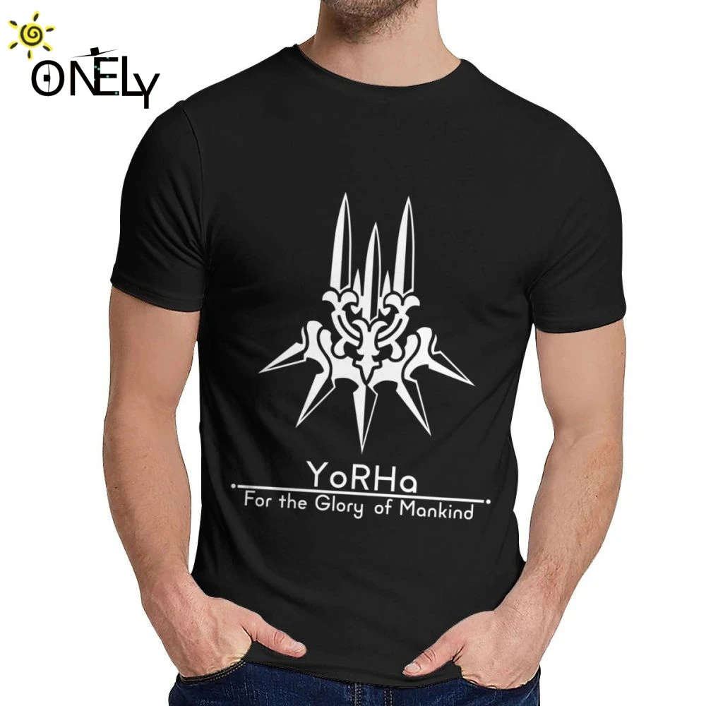 Man Tee Shirt YoRHa Motto Nier Automata Cotton New Crewneck Cartoon Design | Мужская одежда