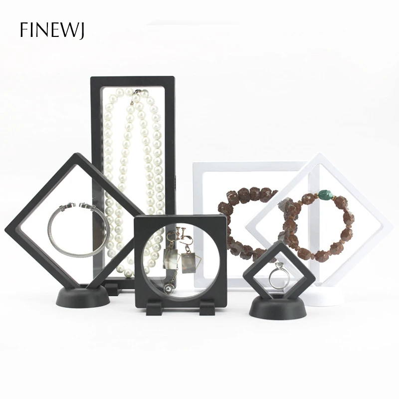 PE 필름 보석 보관 상자 3D 포장 케이스 보석 무료 스탠드 플로팅 프레임 멤브레인 링 귀걸이 목걸이 디스플레이 홀더
