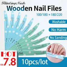 BlinkingNails Lima per Unghie In Legno 100/180 10pcs Del Chiodo Lime per Gel Per Unghie Lima per Unghie Professionale per Pedicure 180/220 Stiletto Forma(China)