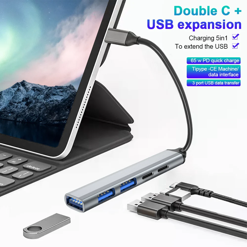 USB C HUB 3.0 Type C 3.1 3/4 Port Multi Splitter Adapter OTG USB for Macbook Pro 13 15 Air Mi Pro HUAWEI PC Accessories