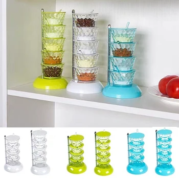 

Kitchen Organizer Rotating 4/5 Layers Kitchen Sugar Salt Pepper Spices Rack Seasoning Storage Box Pot For Condiment Spice Jar