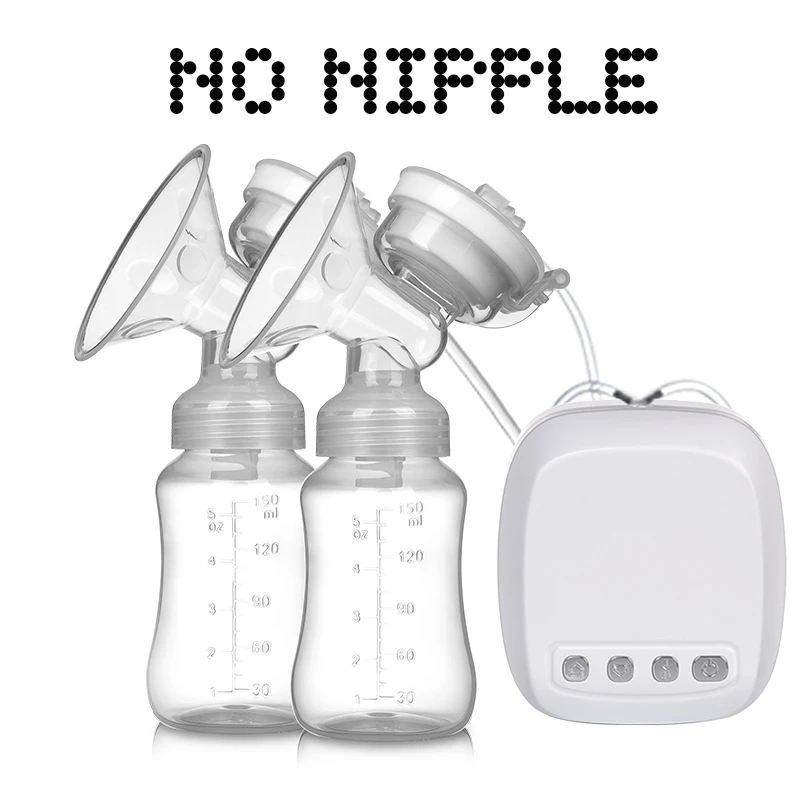 Двойные электрические молокоотсосы мощный всасывающий USB Интеллектуальный молокоотсос с детской бутылочкой для молока холодная грелка соски - Цвет: NO NIPPLE
