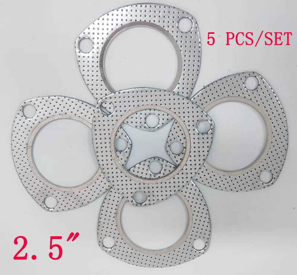 5Pcs Reinforced 2.5" 3" Bolt Exhaust Header Flange Gasket Downpipe 3" 78mm W/Fire Ring