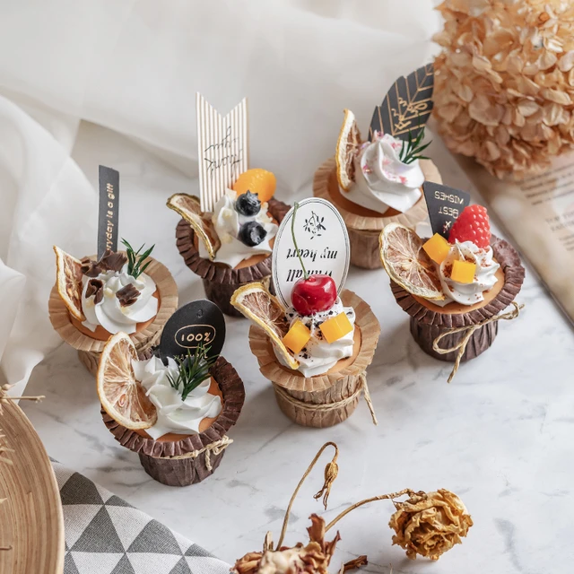 Cupcake artificiali cappello finto tazza stampo per dolci frutti di argilla  leggera dessert al limone decorazione