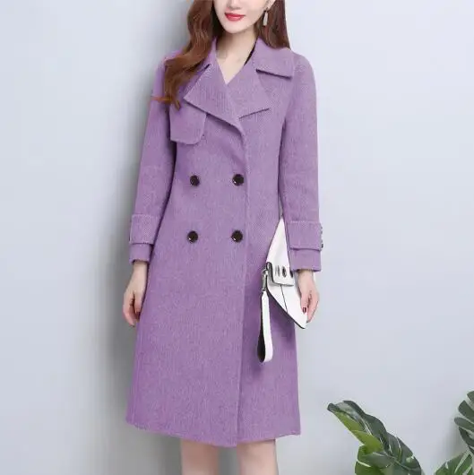 Fdfklak Новинка abrigos mujer invierno модное тонкое длинное шерстяное пальто Женская осенне-зимняя куртка Женское шерстяное пальто больших размеров Кашемировые Куртки
