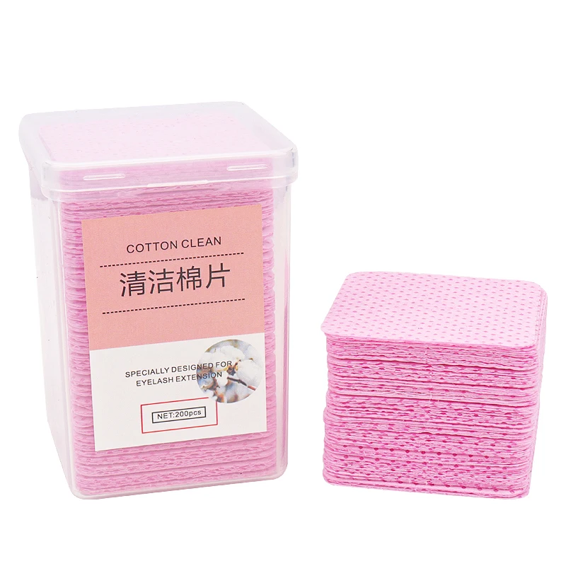 200 Pcs Lint Free Paper Cotton Wipes Eyelash Glue Remover Wipes Cleansing Cotton Sheet Nails Art Polish Makeup Clean Pads Tools