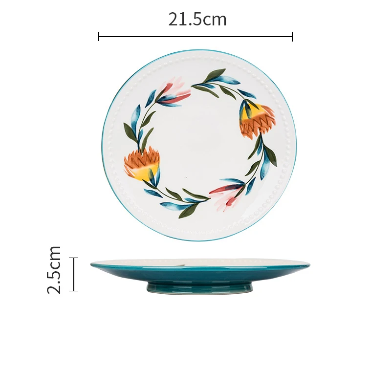 5 дюймов обеденные тарелки ручная роспись цветочный узор под-глазурованные керамические тарелки Бытовая десертная плоская тарелка посуда - Цвет: M02