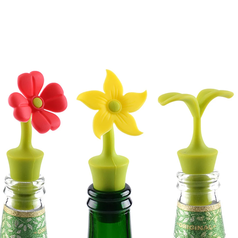 

2pc Silicone Wine Bottle Stoppers Flower Shape Champagne Stopper cork Food Grade Beverage Closure for kitchen Bar Party