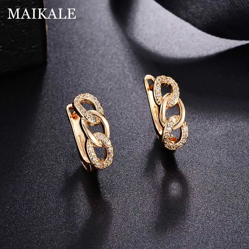 Gold MAIKALE серьги-гвоздики 8 формы, классические кубические циркония ААА, медь, золото, серебро, цветные корейские серьги для женщин, отправка друзьям - Окраска металла: Gold