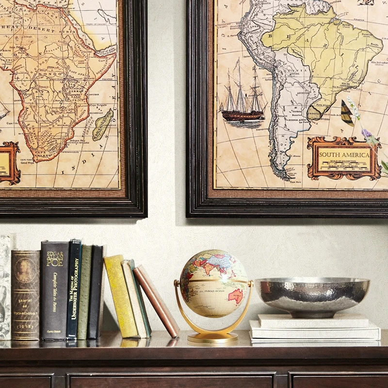 12cm Retro Globe 360 Rotating Earth World Ocean Map Ball Antique Desktop Geography Learning Education Home School Decoration (6)