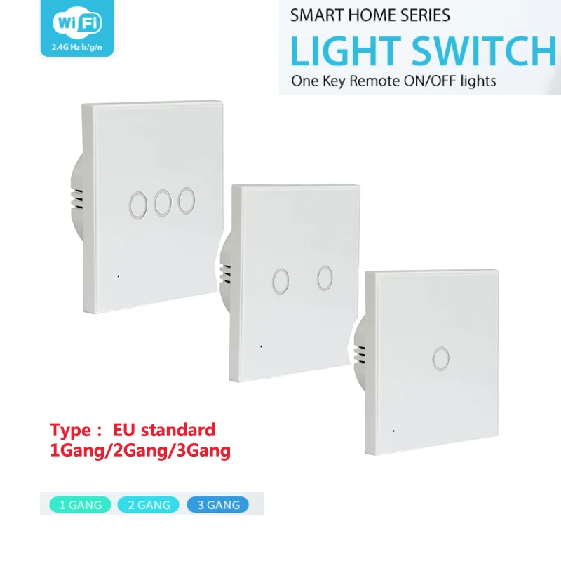 

NEO Coolcam Smart Wifi Wall Light Switch panel 1/2/3Gang EU Switch compatible for Alexa Google Home control by Tuya Smart Life
