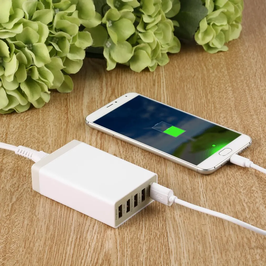 5 в 8A 5 портов USB зарядное устройство с кабелем для передачи данных высокоскоростное зарядное устройство для телефона настенный адаптер Зарядка для смартфона зарядное устройство розетка Великобритания США ЕС