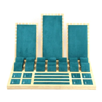 

High Quality Bamboo Velvet Jewelry Display Earring Display Stand Ear Stud Earrings Holder Rack Storage Case