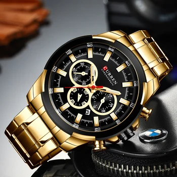 

CURREN Top Brand Luxury Men's Watches Sports Watch Casual Quartz Wristwatch with Stainless Steel Chronograph Clock Reloj Hombres
