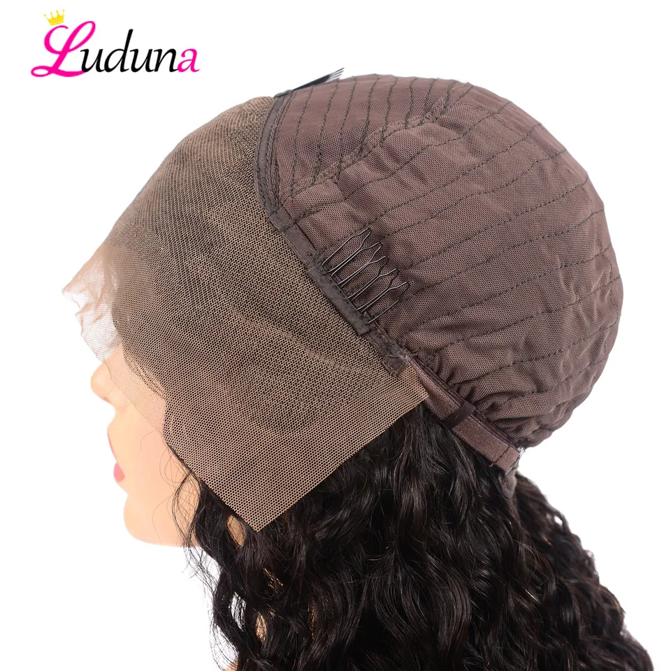 Luduna 13*4 швейцарские кружевные передние человеческие волосы парики для черных женщин волна воды парик перуанские кружевные передние парики с детскими волосами Remy 8-26''