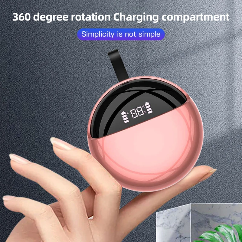 

LED display In Ear TWS Earphone round style Bluetooth V5.0 Touch Control Earbuds with ring portable Headset for android ios