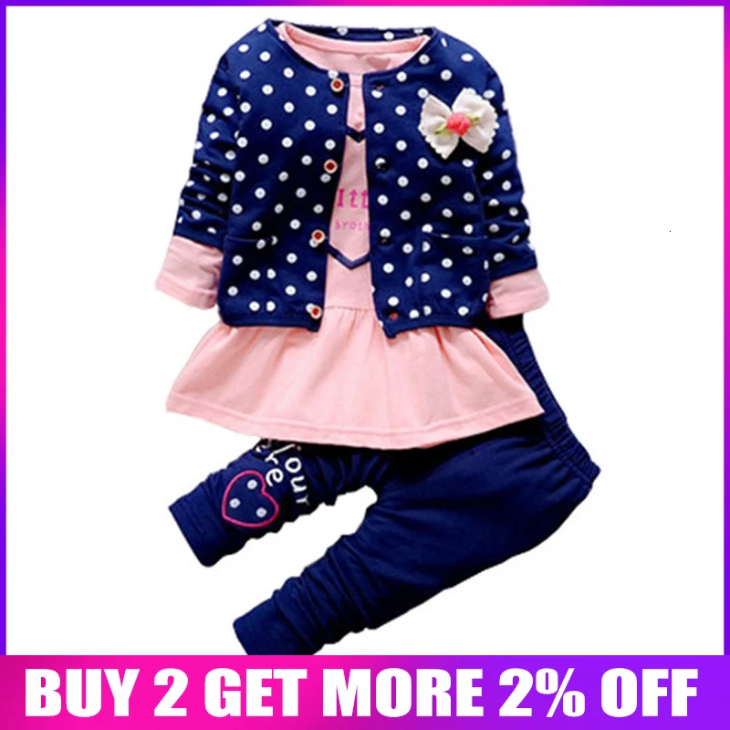 Комплекты одежды для маленьких девочек весенне-осенние повседневные хлопковые комплекты из 3 предметов для новорожденных: куртка+ топ+ штаны, костюмы для маленьких девочек