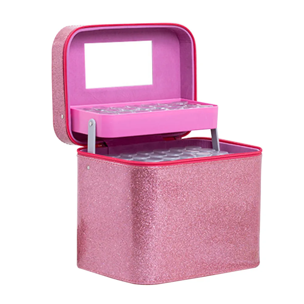 

126 Bottle Embroidery Accessory PU Diamond Non Toxic Case Zipper Solid Beads Durable Display Storage Box Handbag Exquisite