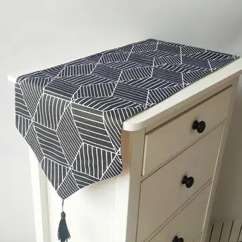 

Nordic Style Geometric Pattern Table Runner Modern Simple Linen Tablecloth Decor for Home Christmas Party Wedding