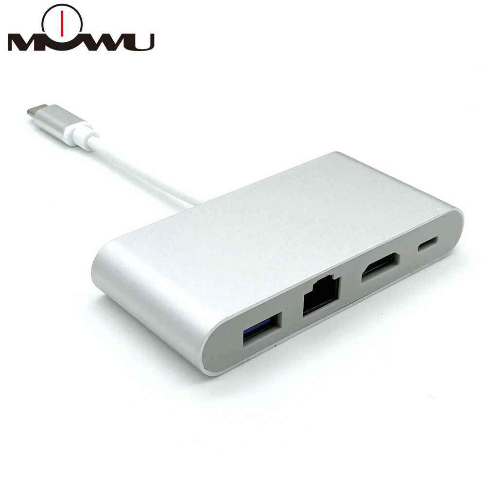Usb C Ethernet USB-C к HDMI 4K+ Gigabit Ethernet(RJ45 порт)+ USB 3,0 type C концентратор адаптер USB-C разветвитель для Macbook