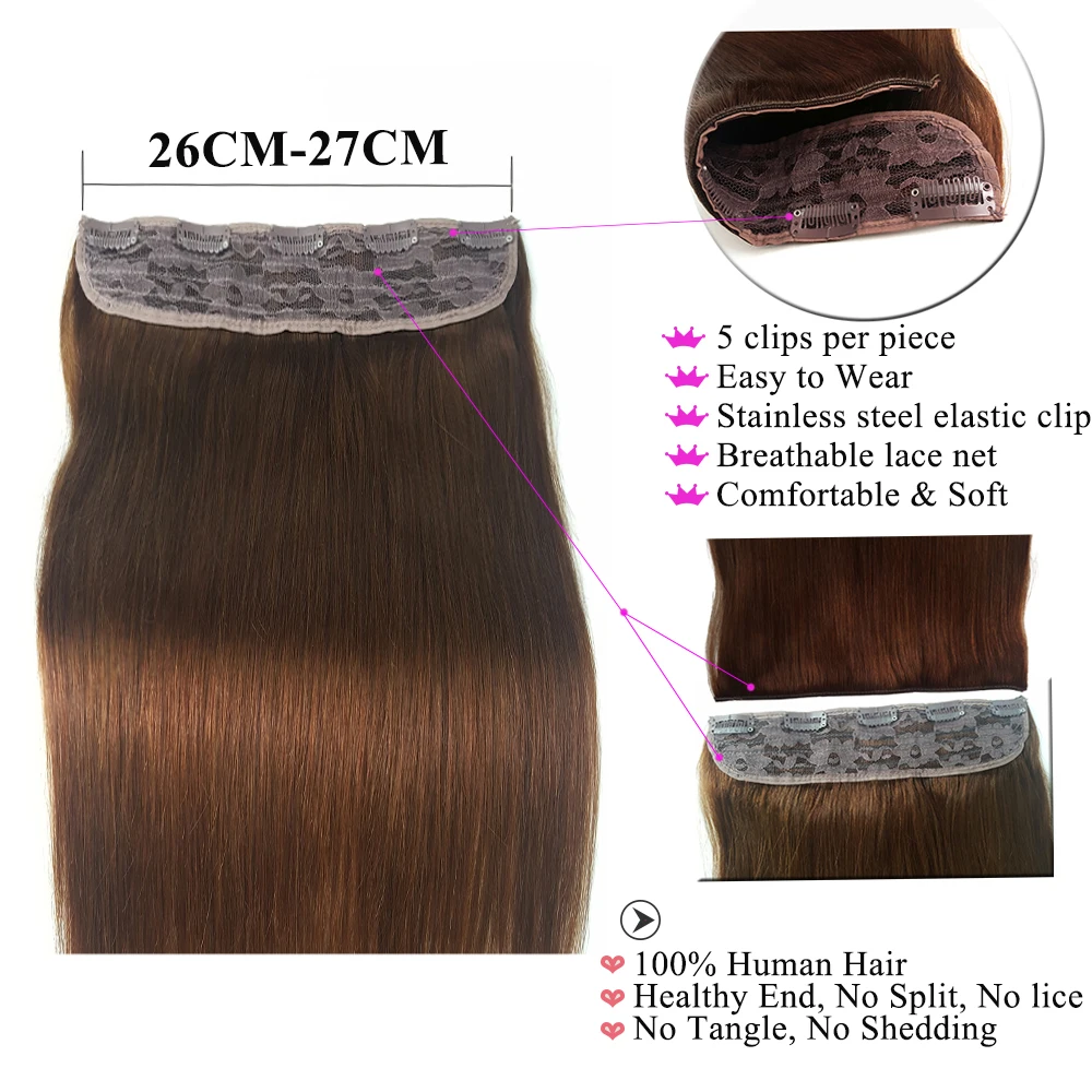 ShowCoco Clip In One Piece Human Hair Extensions Blonde Brown Brazilian 100% Remy Hair 14inch-24inch 100g/140g/180g hair extension