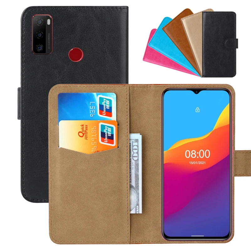 6.52 Inch Black Kickstand Flip Wallet Protective Cover with One Tempered Glass Screen Protector for Ulefone Note 10 Case for Ulefone Note 10