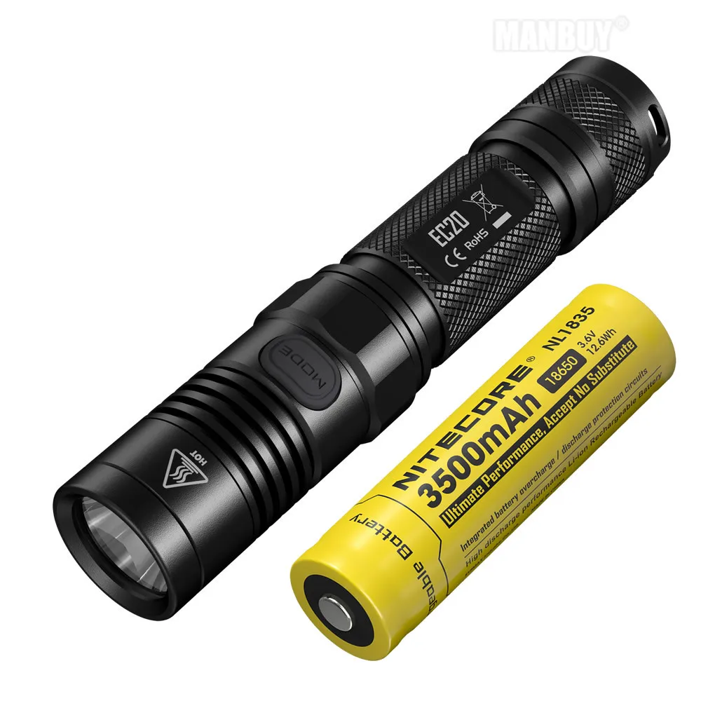 100% Оригинальный NITECORE EC20 960lms вспышка светильник + 18650 Перезаряжаемые Батарея