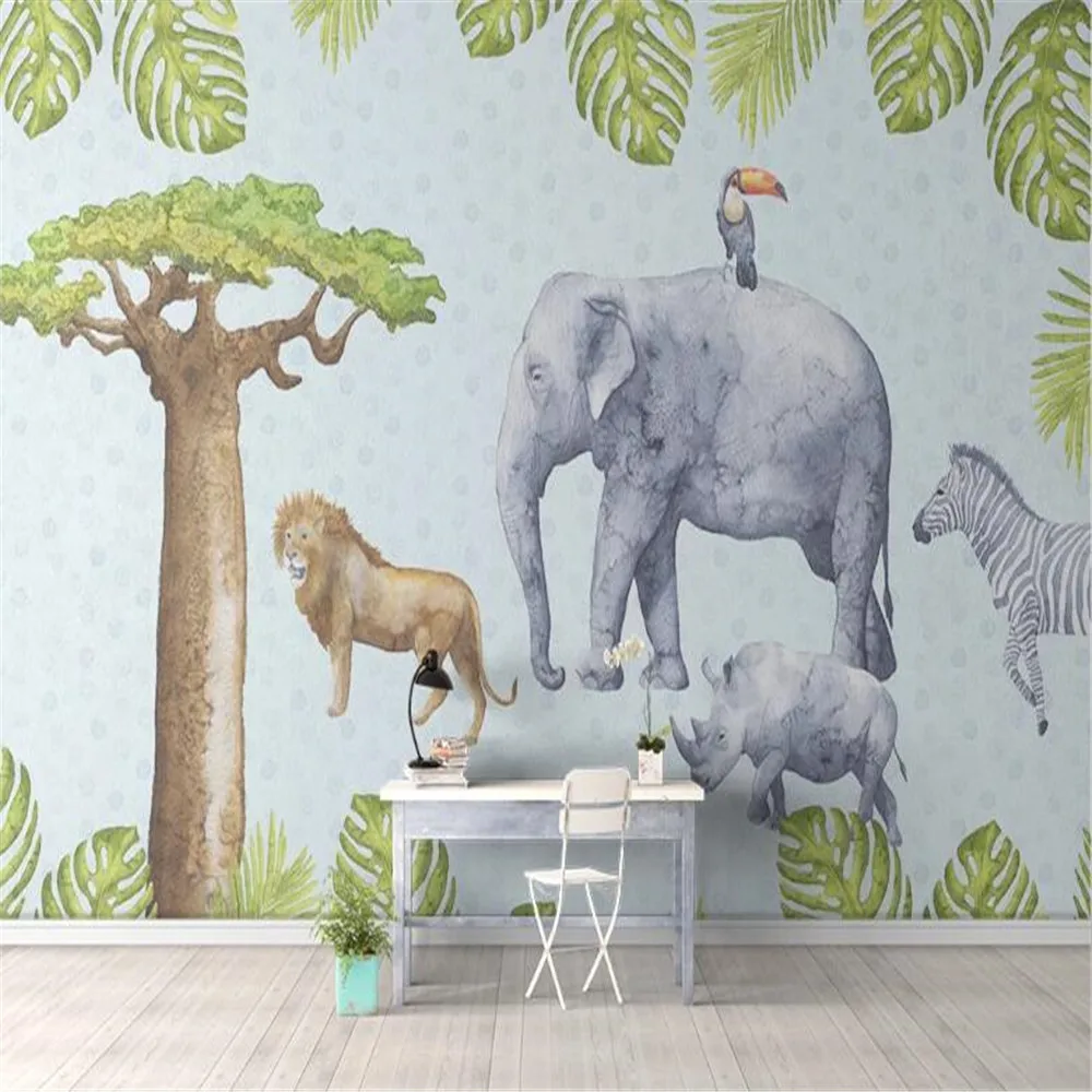 

Milofi large mural wallpaper hand-painted watercolor tropical cartoon living room bedroom background wall decoration painting