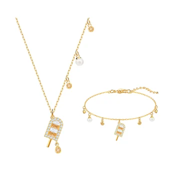 

High Quality Original SWAN NO REGRETS Popsicle Fun Fashion Cute Charming Female Necklace Jewelry Set Free Shipping 5465294
