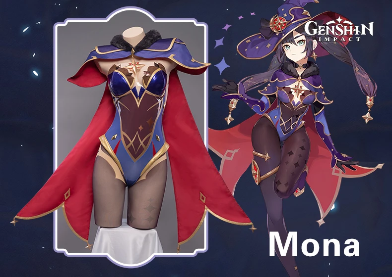 UWOWO Game Genshin Impact Mona Megistus Astral Reflection Cosplay Costume Special Cute Enigmatic Astrologer