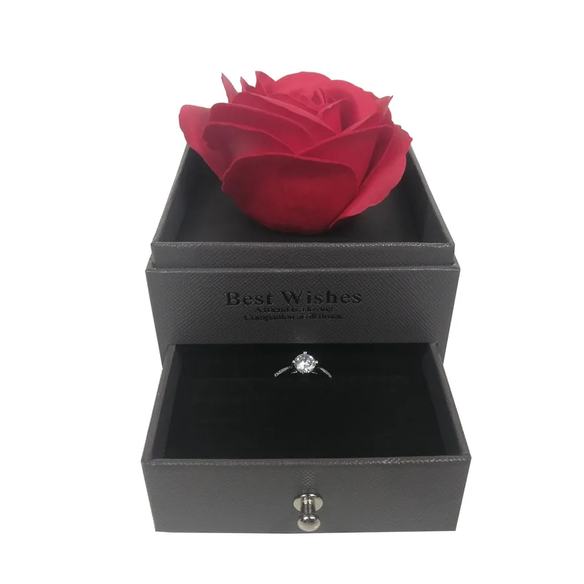 Искусственные цветы для украшения красная вечная роза с подарочной коробкой можно положить кольцо Валентина подарки на день рождения для влюбленных