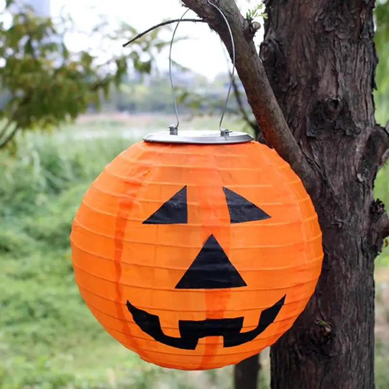 

Halloween LED Solar Pumpkin Lantern DIY Portable Wire Hanging Home Decor