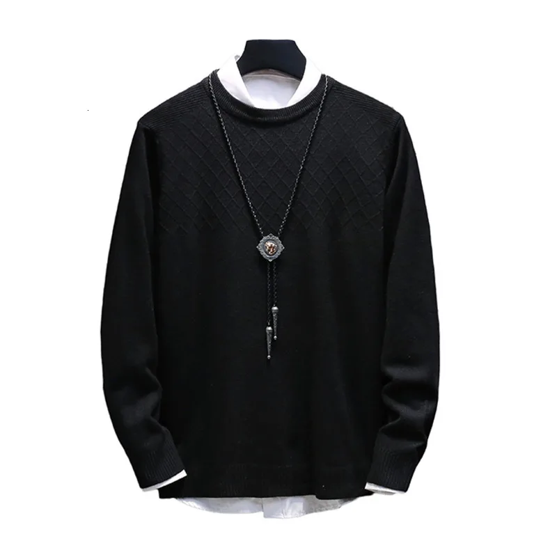 Autumn New Sweater Men Fashion Solid Color Casual Knit Sweaters Man Sweter Clothes Wild Loose Long-sleeved Pullover Men M-3XL Autumn New Sweater Men Fashion Solid Color Casual Knit Sweaters Man Sweter Clothes Wild Loose Long-sleeved Pullover Men M-3XL