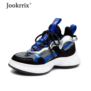 

Jookrrix 2019 Women Comfortable Fashion Chunky Sneakers For Female Brand Increased Wedges Thick Sole Shoes Lady Red Shoes