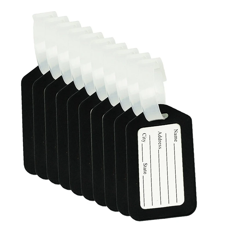 

ABLA 10pcs Luggage Tags Suitcase Label Bag Travel Accessories Black