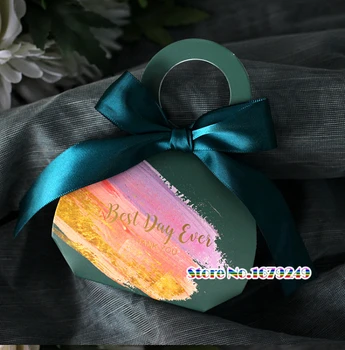 

Marble design Wedding small Sugar Box with handle,ribbons Marble Candy Boxes with ribbon,Party Wedding Favors giveaway Gift Box