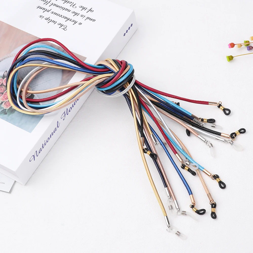 1PC Unisex Anti-Slip String Glasses Rope PU Leather Elastic Glasses Lanyard Thick Band Cord Holder Eyeglasses Chain New
