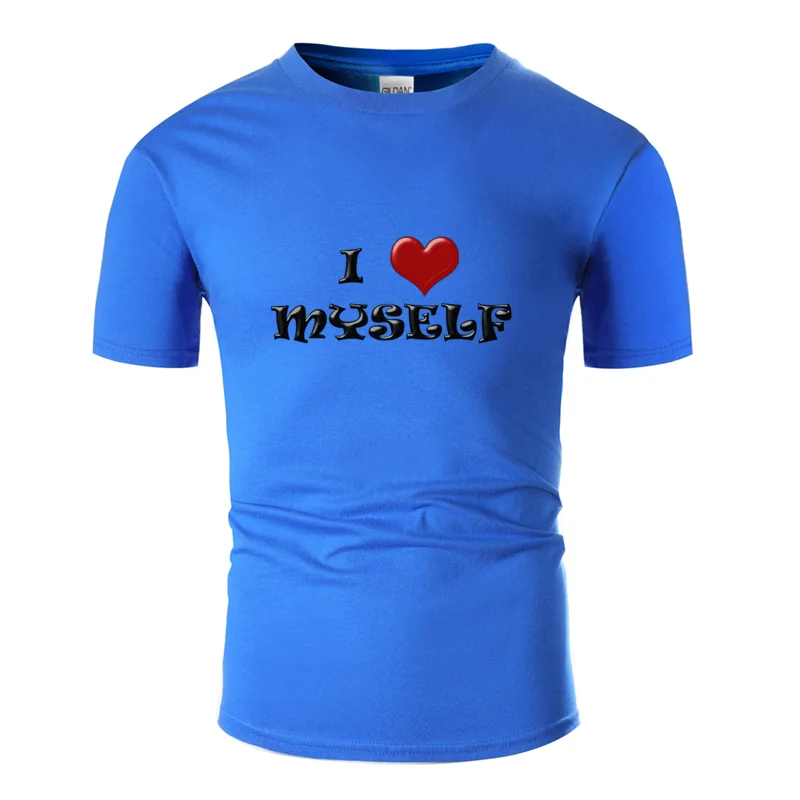 Печать здания я люблю себя футболка лето большой Размеры S~ 5xl письмо для мужчин футболка хлопок комиксы Футболка Топ