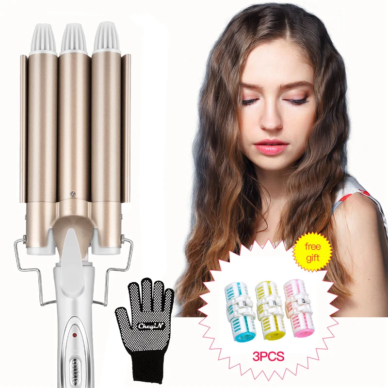 

High Quality Professional 110-220V Hair Curling Iron Ceramic Triple Barrel Hair Curler Hair Waver Styling Tools Hair Styler P34