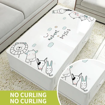 

PVC lovely pattern soft glass tablecloth waterproof and oil proof modern rectangular dining table kitchen can be customized